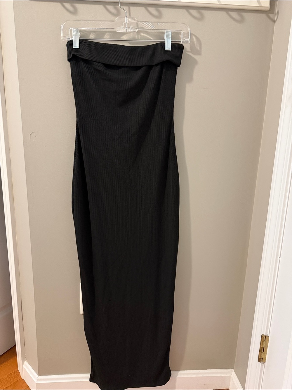 Strapless Black Women’s Maxi Dress - Sleek, Minimal Design